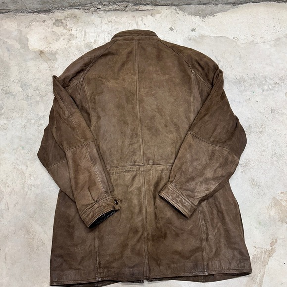 MENS VINTAGE LEATHER JACKET BROWN FULL ZIP COLLAR BUTTON‎ POCKETS STYLE 4328 - Picture 8 of 10